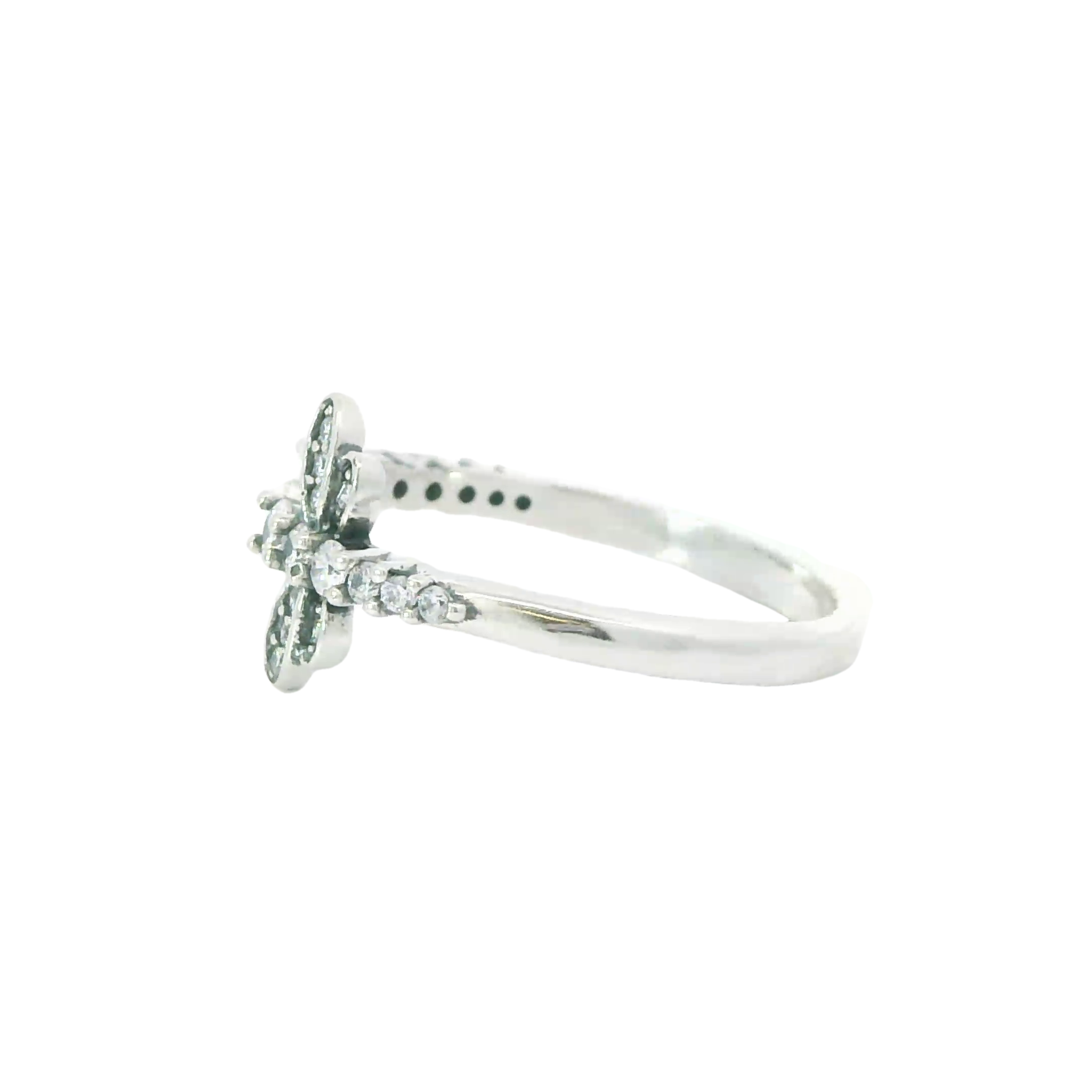 Sterling silver adjustable ring with cubic zirconia (Dragonfly)