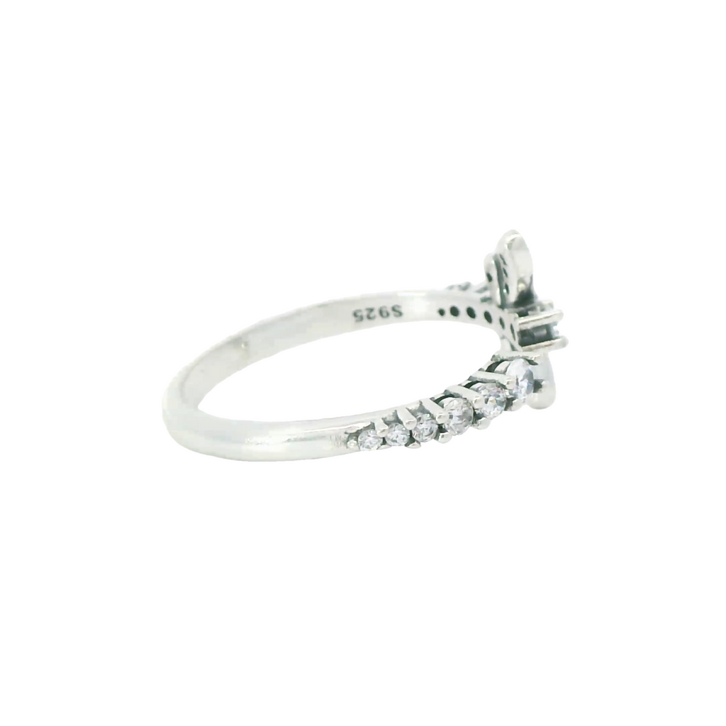 Sterling silver adjustable ring with cubic zirconia (Dragonfly)