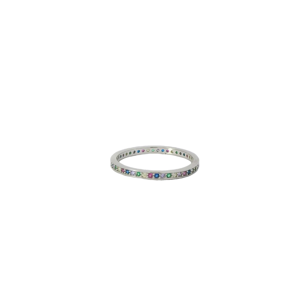 Rainbow Multi Color Cubic Zirconia Ring Band