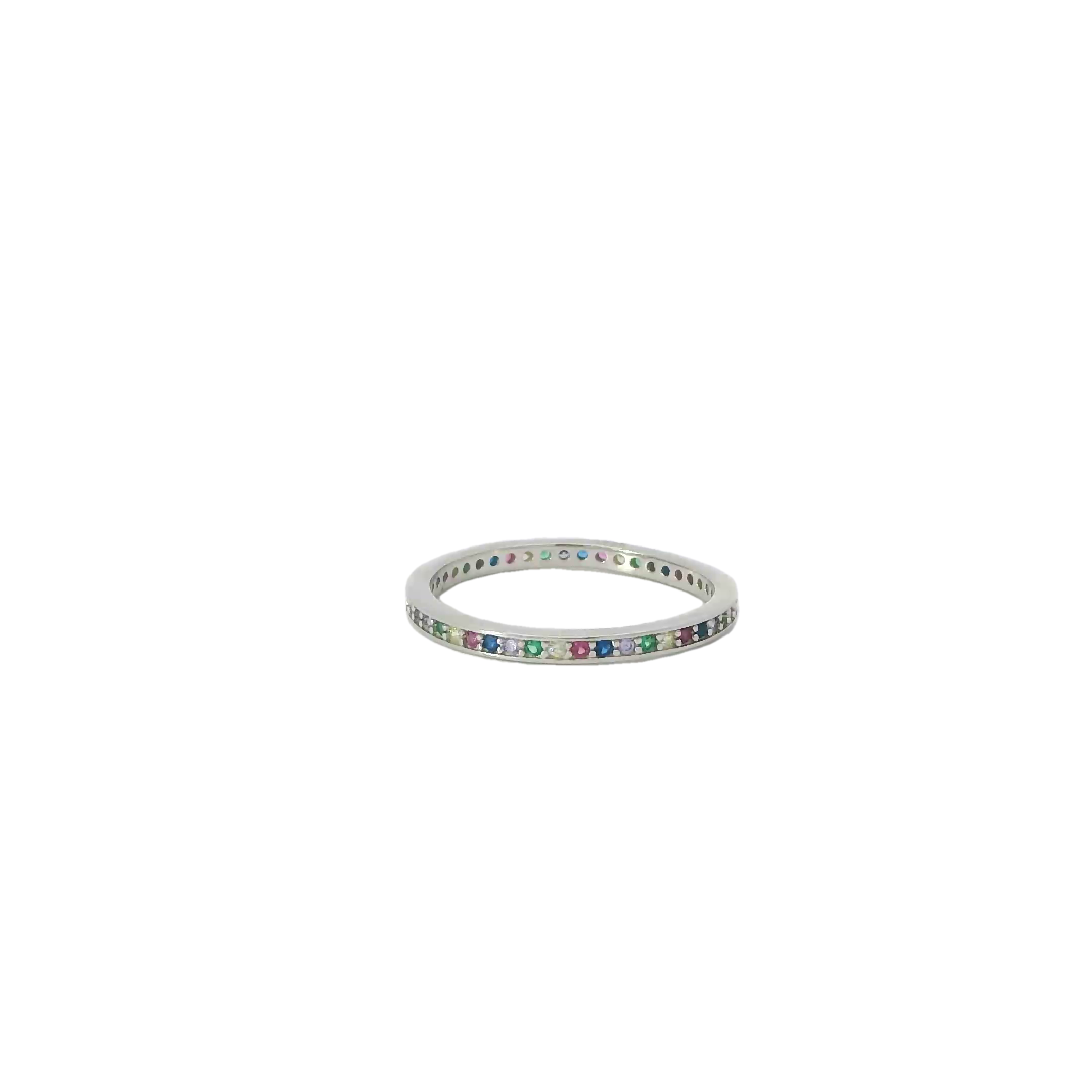 Rainbow Multi Color Cubic Zirconia Ring Band