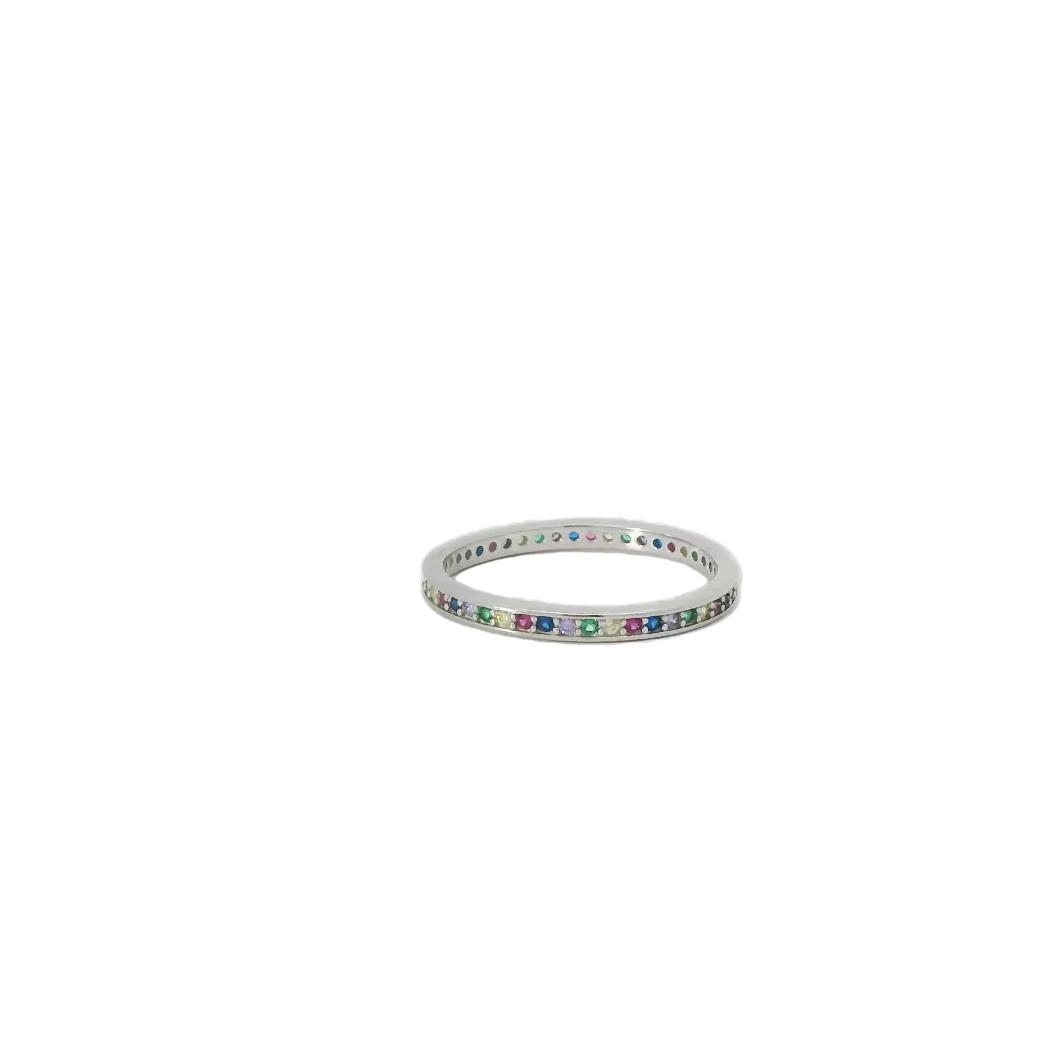 Rainbow Multi Color Cubic Zirconia Ring Band