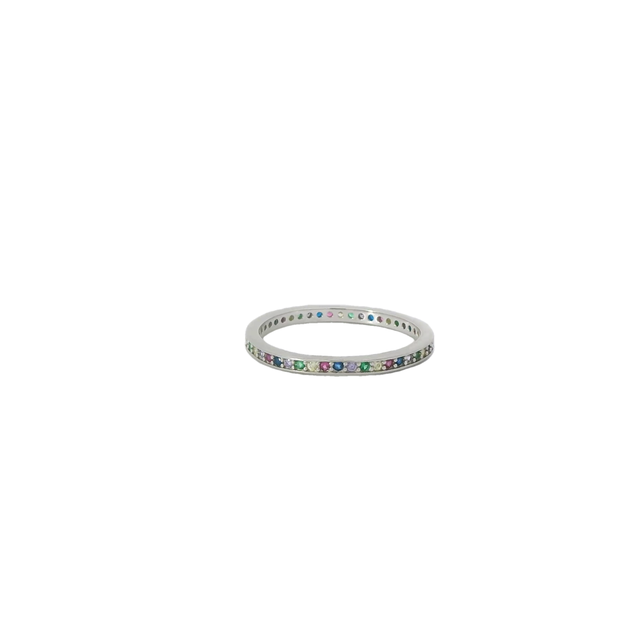Rainbow Multi Color Cubic Zirconia Ring Band