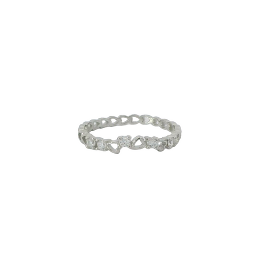 Sterling Silver heart band with cubic zirconia