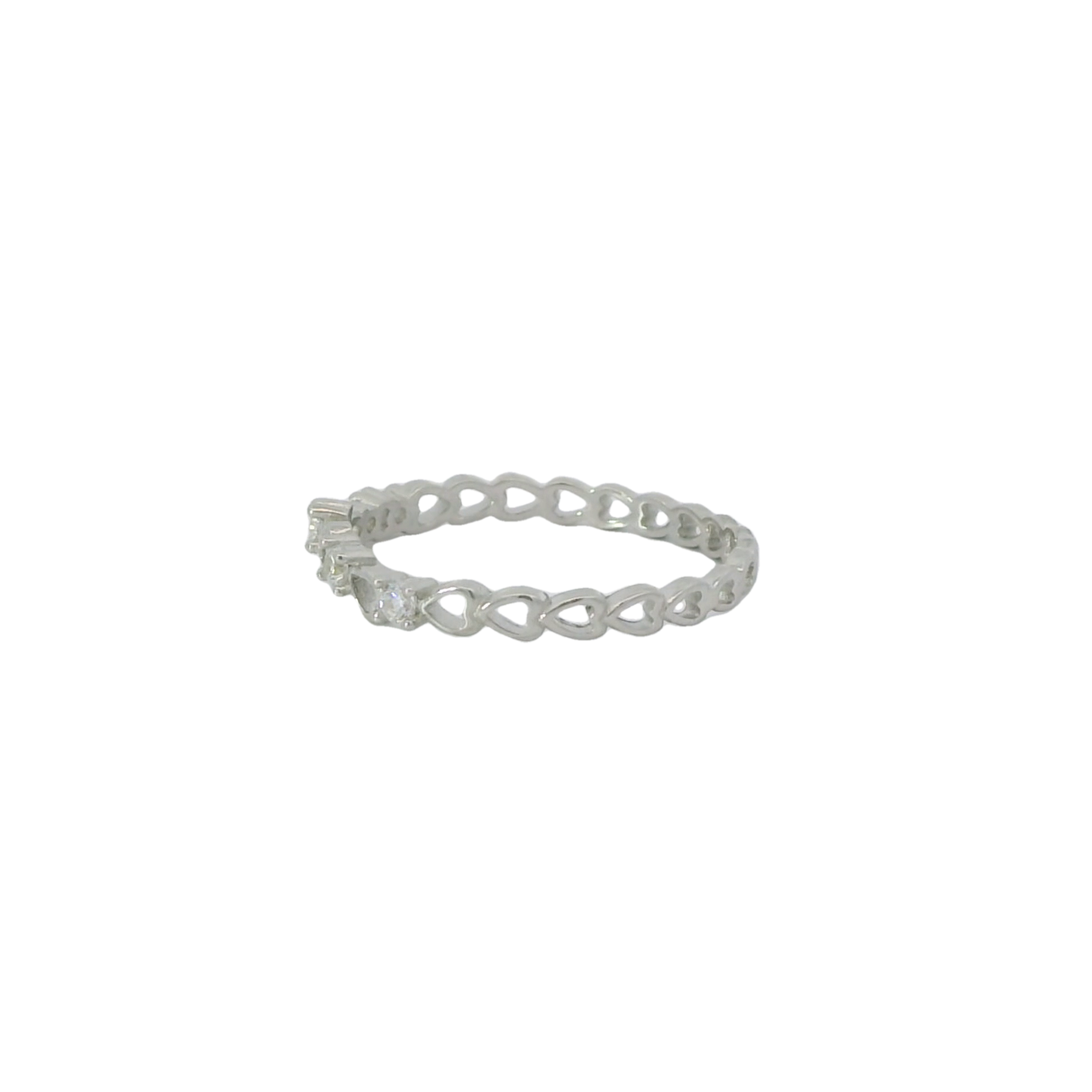 Sterling Silver heart band with cubic zirconia
