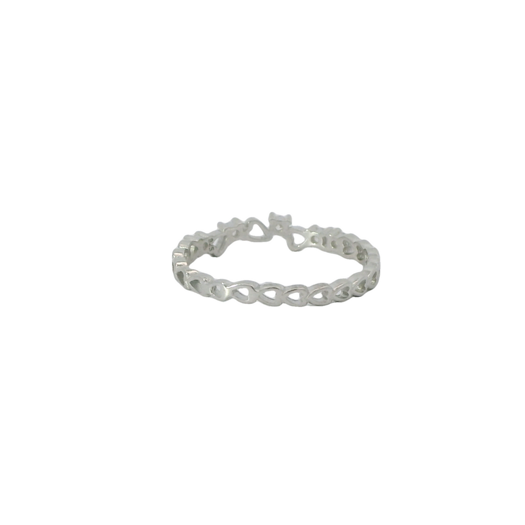 Sterling Silver heart band with cubic zirconia