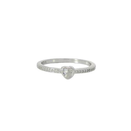 Sterling Silver with Cubic Zirconia heart ring