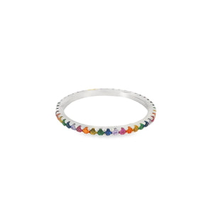 Multi-Color Rainbow Cubic Zirconia Sterling Silver Ring