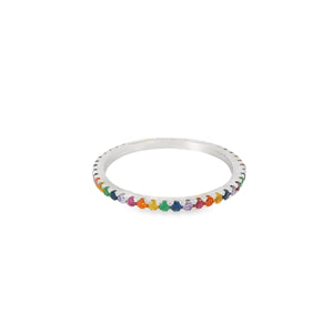 Multi-Color Rainbow Cubic Zirconia Sterling Silver Ring