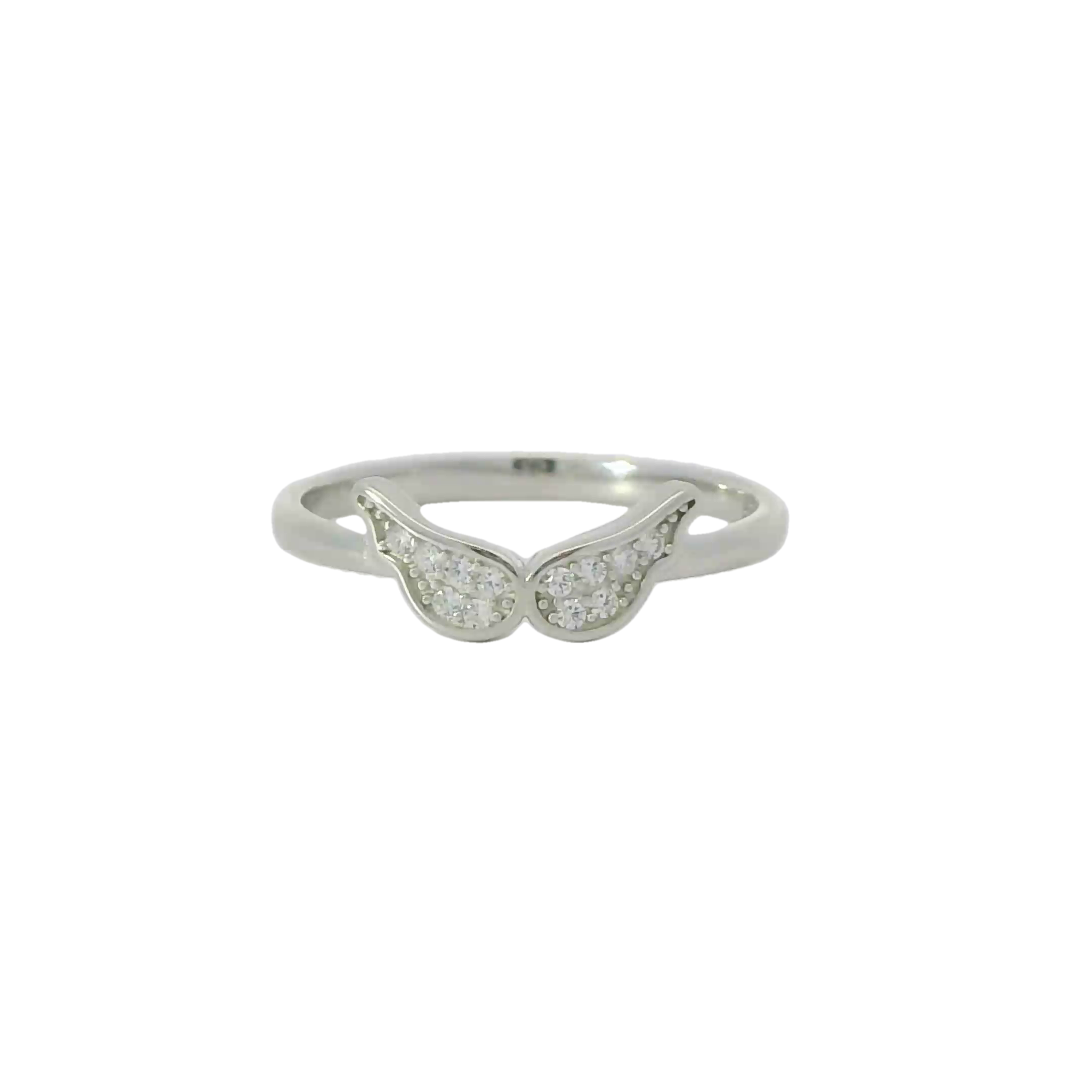 Sterling silver ring with cubic zirconia (Angel wings)