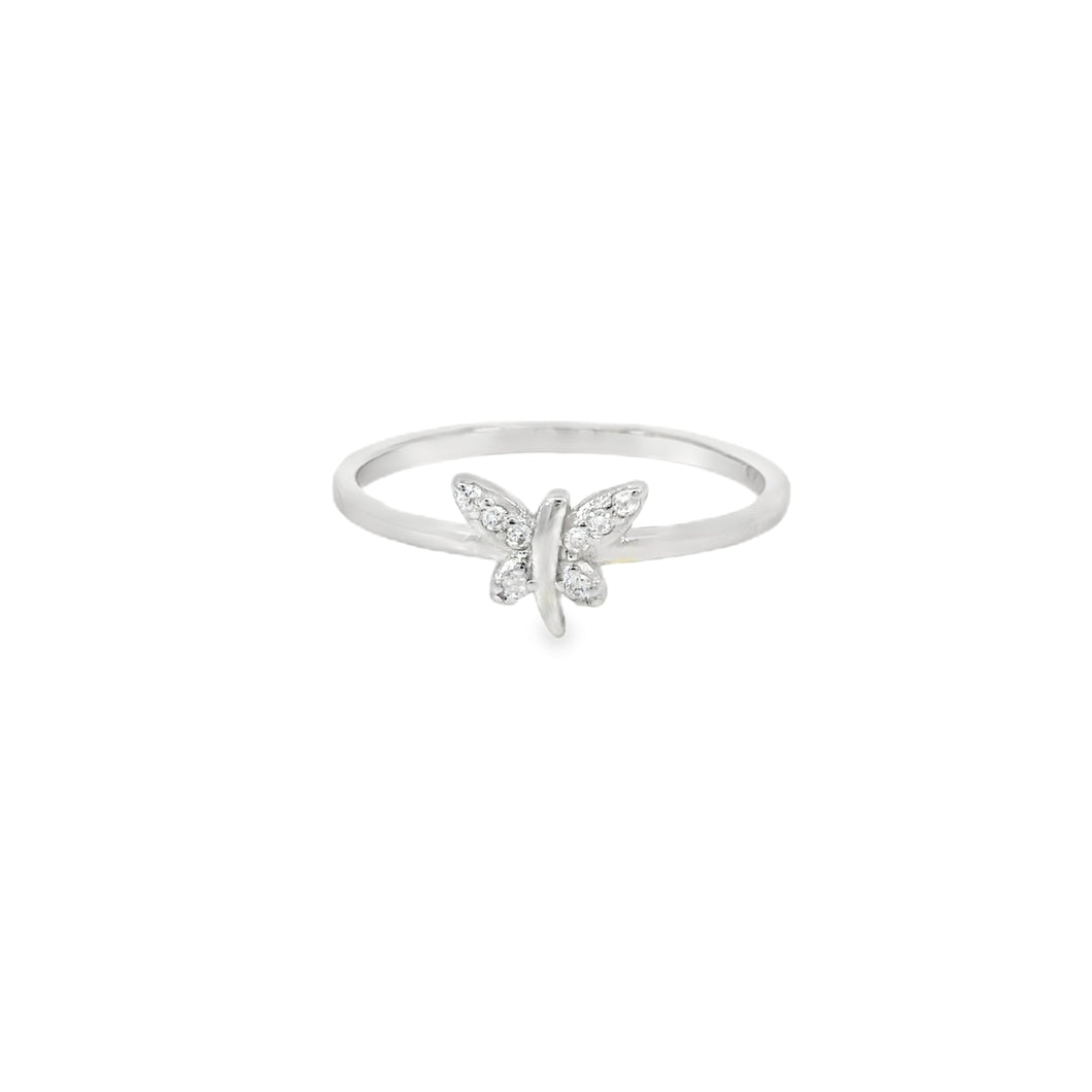 Dragonfly Cubic Zirconia Sterling Silver Ring