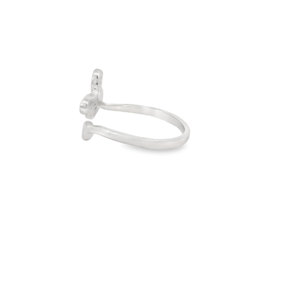 Butterfly Cubic Zirconia Sterling Silver Ring Adjustable