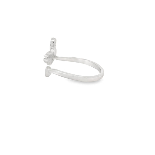 Butterfly Cubic Zirconia Sterling Silver Ring Adjustable