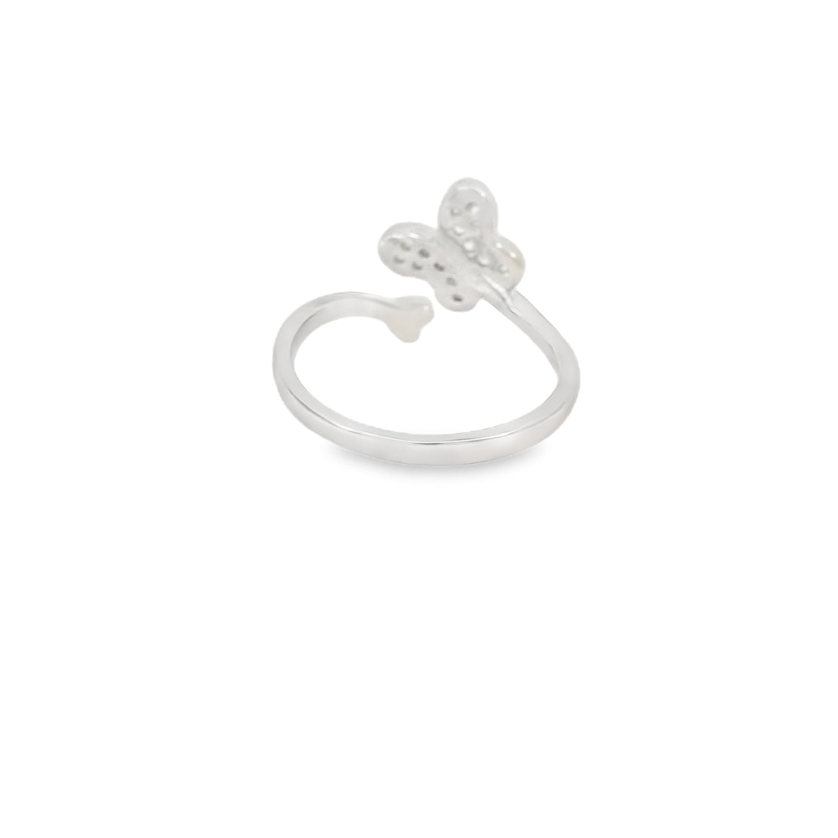 Butterfly Cubic Zirconia Sterling Silver Ring Adjustable