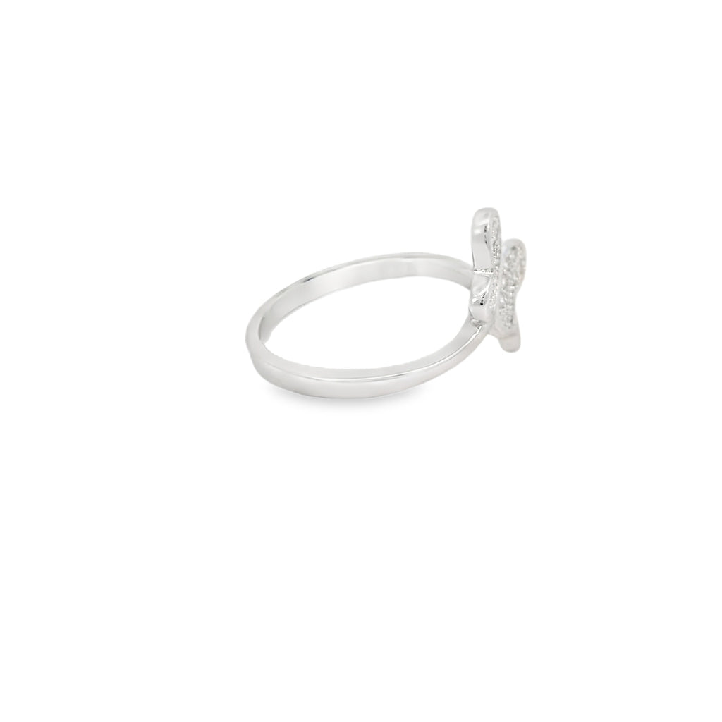 Butterfly Cubic Zirconia Sterling Silver Ring Adjustable