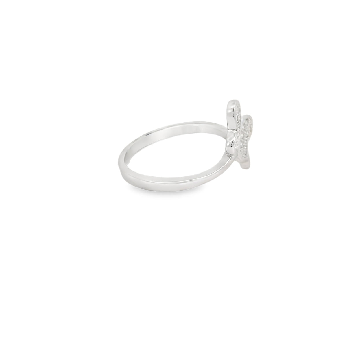 Butterfly Cubic Zirconia Sterling Silver Ring Adjustable