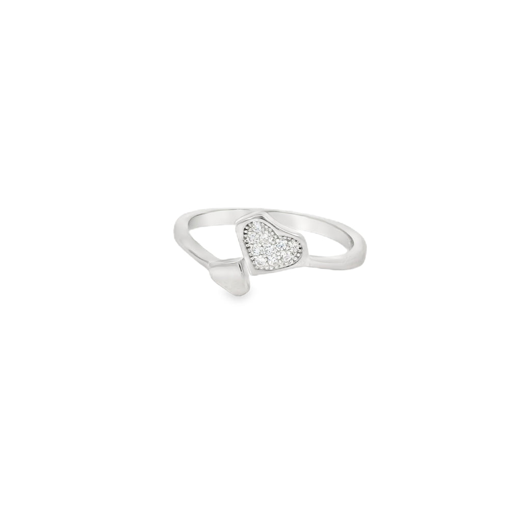Adjustable Heart Cubic Zirconia Sterling Silver Ring
