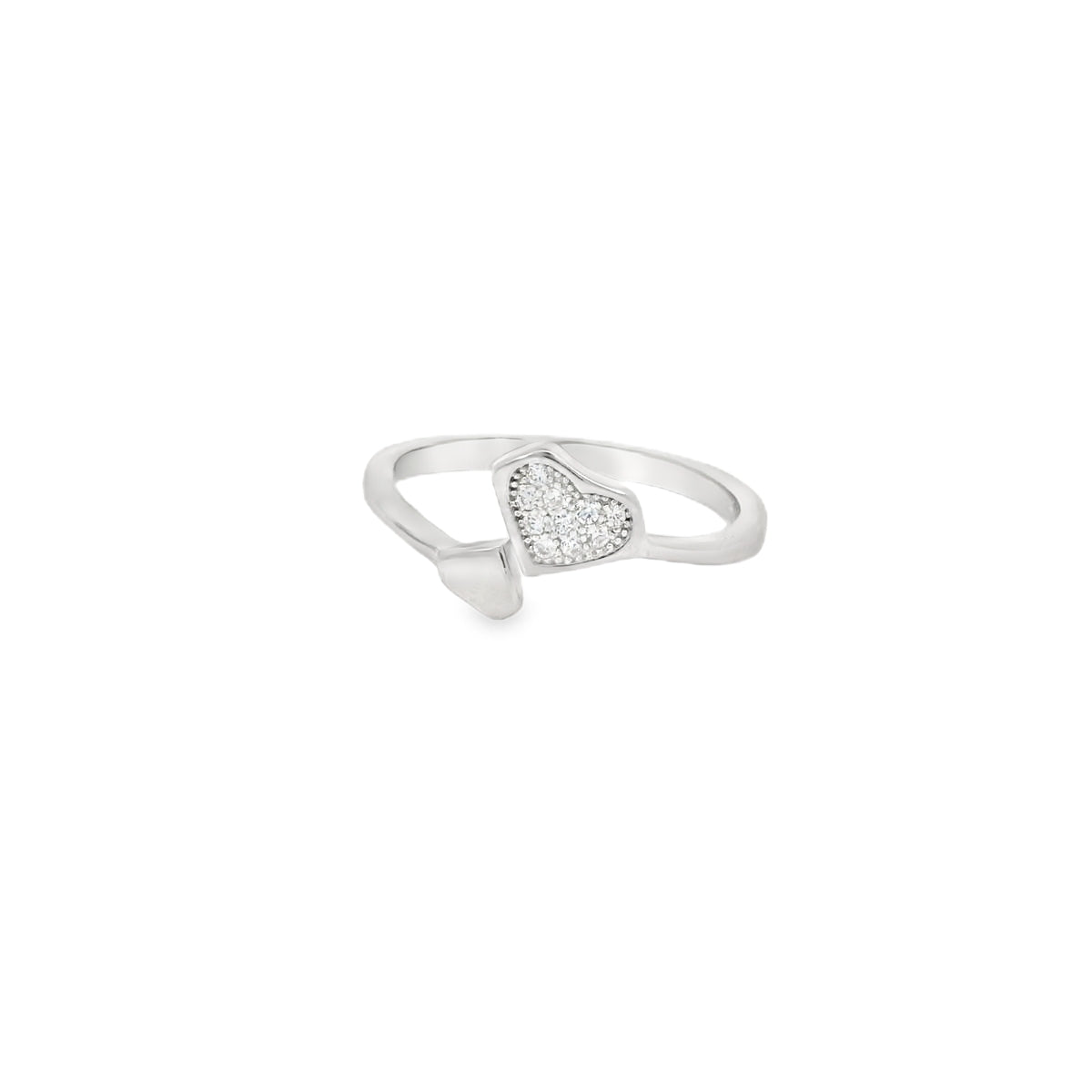 Adjustable Heart Cubic Zirconia Sterling Silver Ring