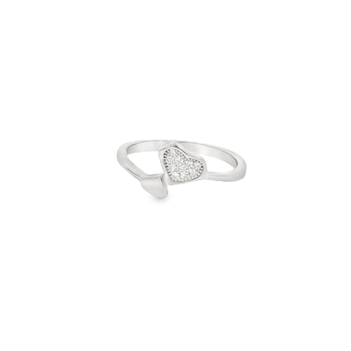 Adjustable Heart Cubic Zirconia Sterling Silver Ring