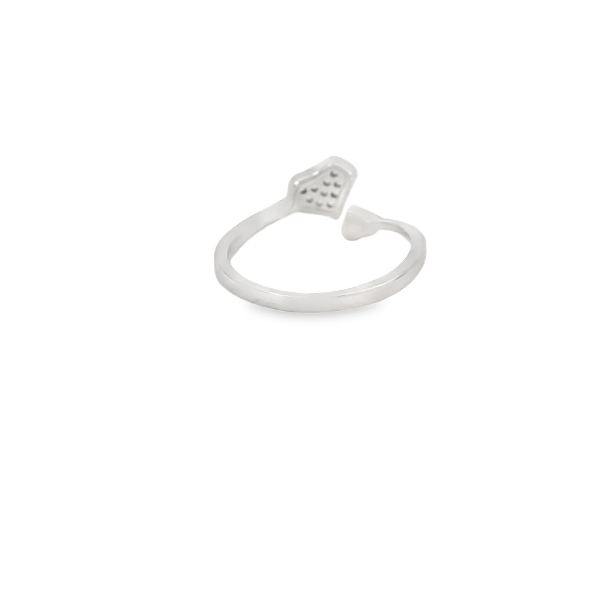 Adjustable Heart Cubic Zirconia Sterling Silver Ring
