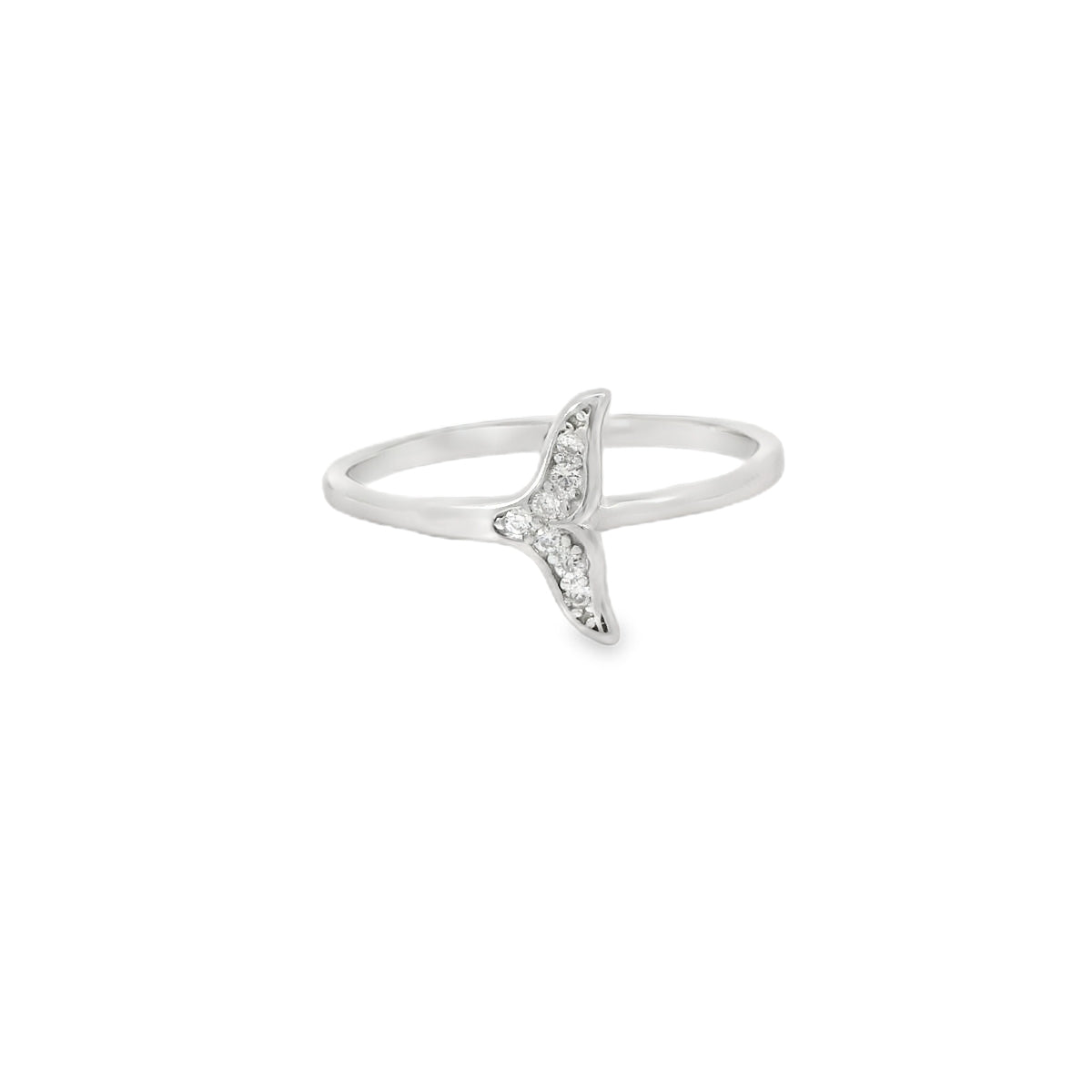 Whale Tail Cubic Zirconia Sterling Silver Ring