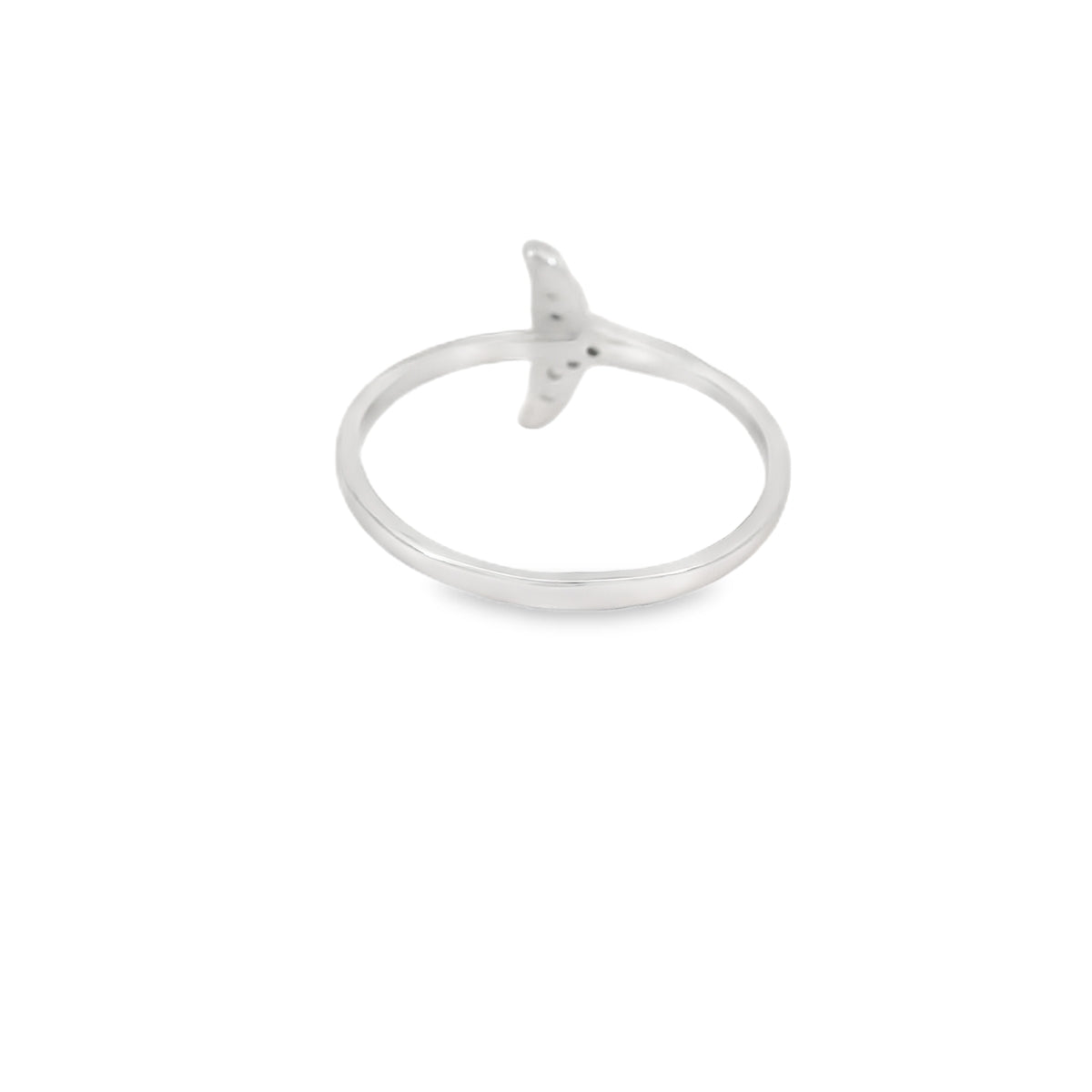 Whale Tail Cubic Zirconia Sterling Silver Ring
