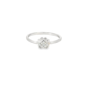 Cubic Zirconia Dog Paw Sterling Silver Ring