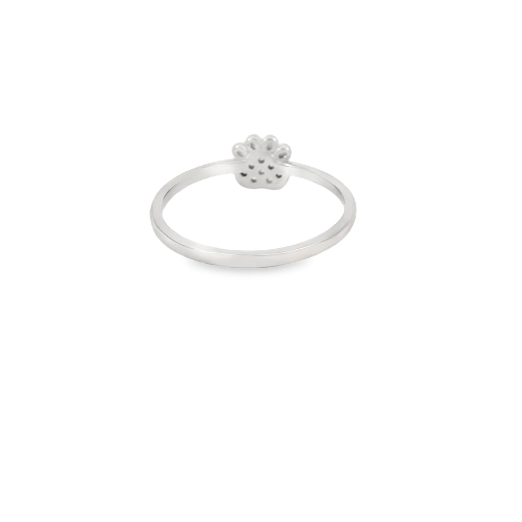 Cubic Zirconia Dog Paw Sterling Silver Ring
