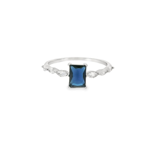 Sapphire Cubic Zirconia Sterling Silver Ring