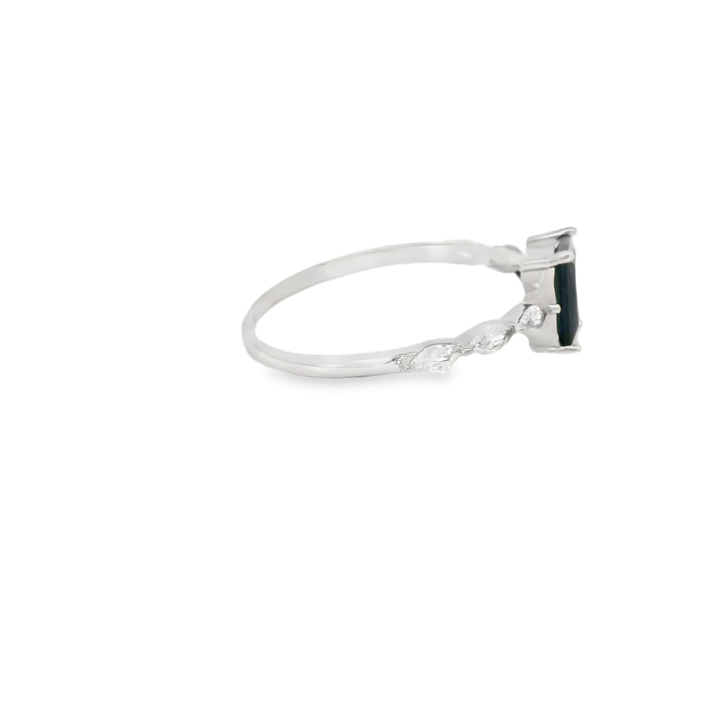 Sapphire Cubic Zirconia Sterling Silver Ring