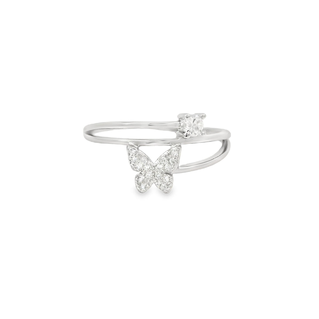 Butterfly Cubic Zirconia Sterling Silver Ring