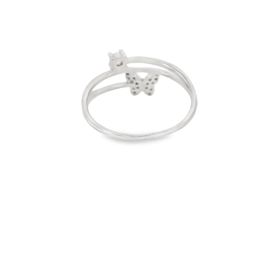 Butterfly Cubic Zirconia Sterling Silver Ring