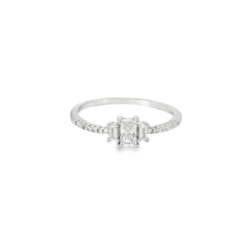 Cubic Zirconia Geometric Sterling Silver Ring