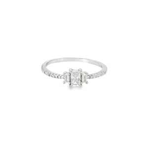 Cubic Zirconia Geometric Sterling Silver Ring