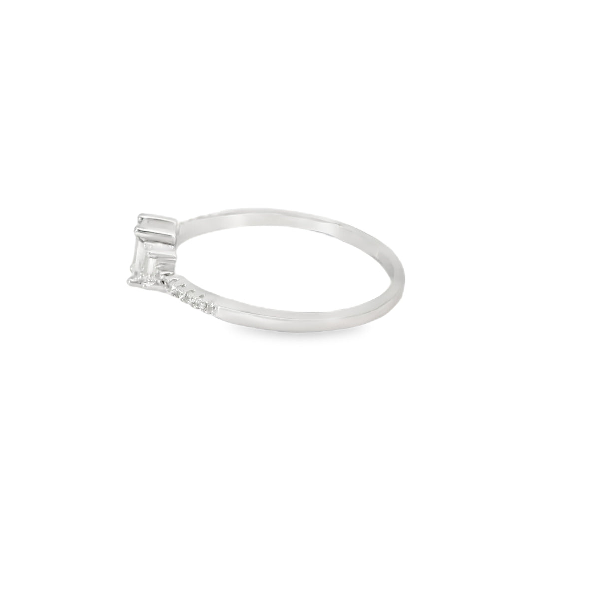 Cubic Zirconia Geometric Sterling Silver Ring