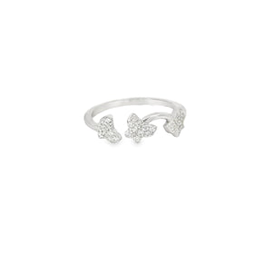 Cubic Zirconia Butterfly Sterling Silver Ring Adjustable