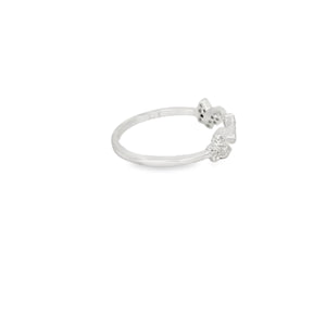 Cubic Zirconia Butterfly Sterling Silver Ring Adjustable