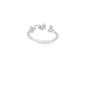 Cubic Zirconia Butterfly Sterling Silver Ring Adjustable