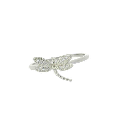 Sterling silver ring with cubic zirconia (Dragonfly)