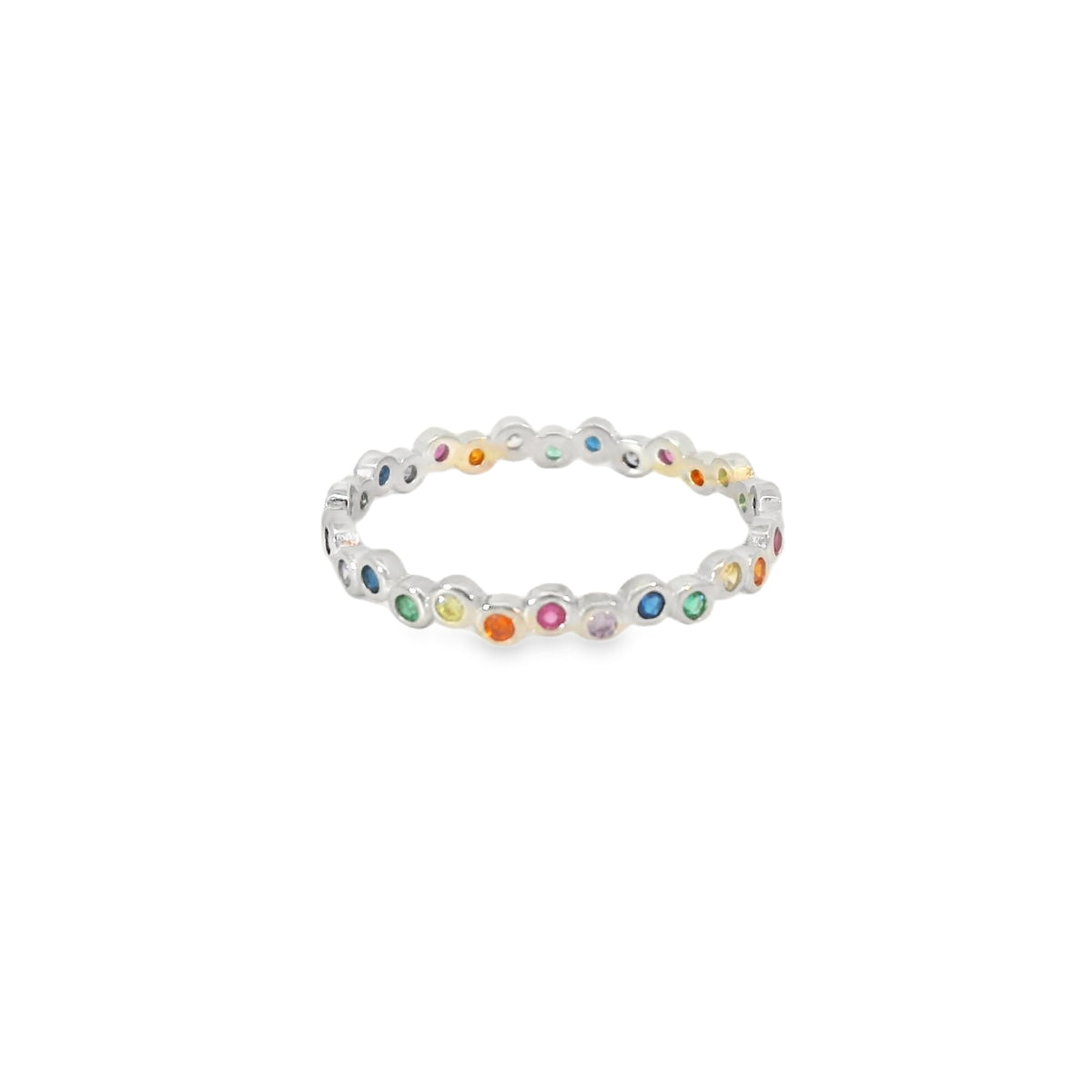 Multi-Color Cubic Zirconia Sterling Silver Ring