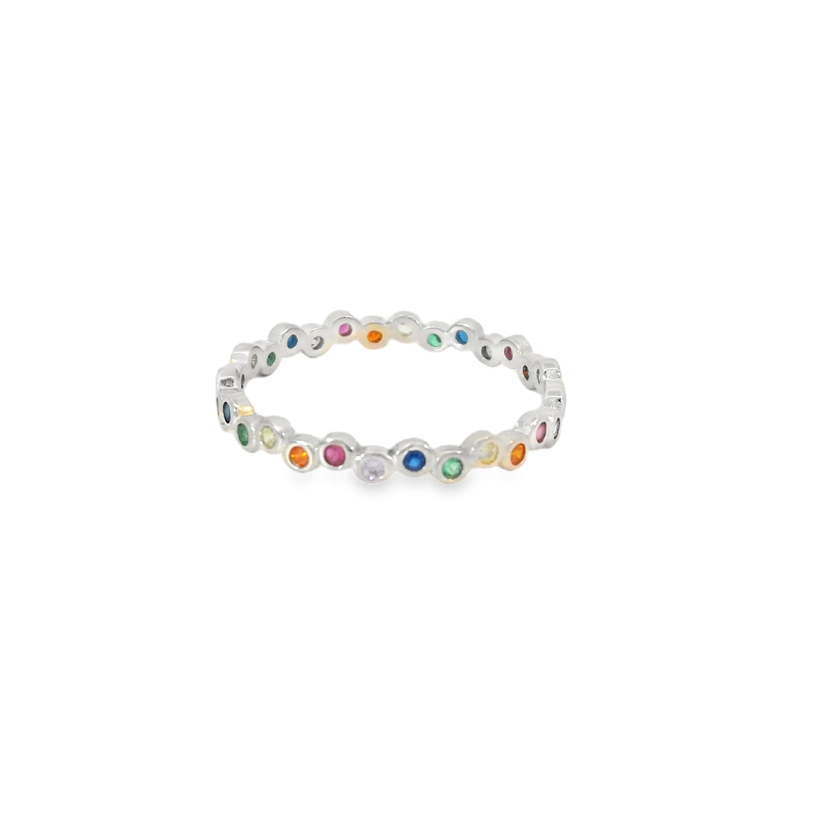 Multi-Color Cubic Zirconia Sterling Silver Ring