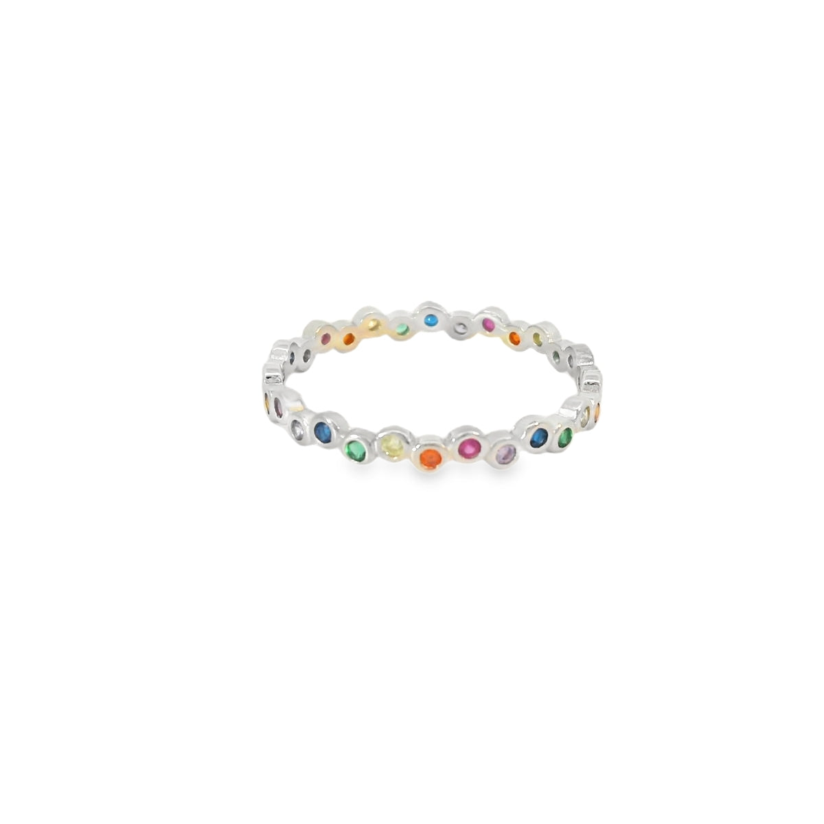 Multi-Color Cubic Zirconia Sterling Silver Ring