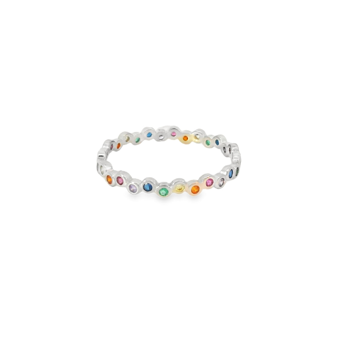 Multi-Color Cubic Zirconia Sterling Silver Ring