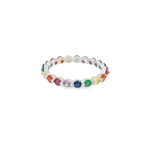 Multi-Color Cubic Zirconia Sterling Silver Ring