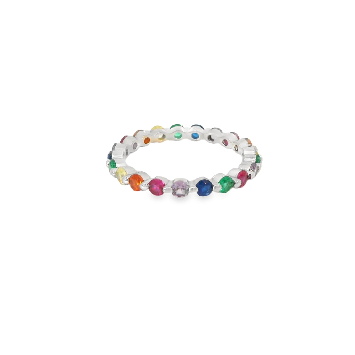 Multi-Color Cubic Zirconia Sterling Silver Ring