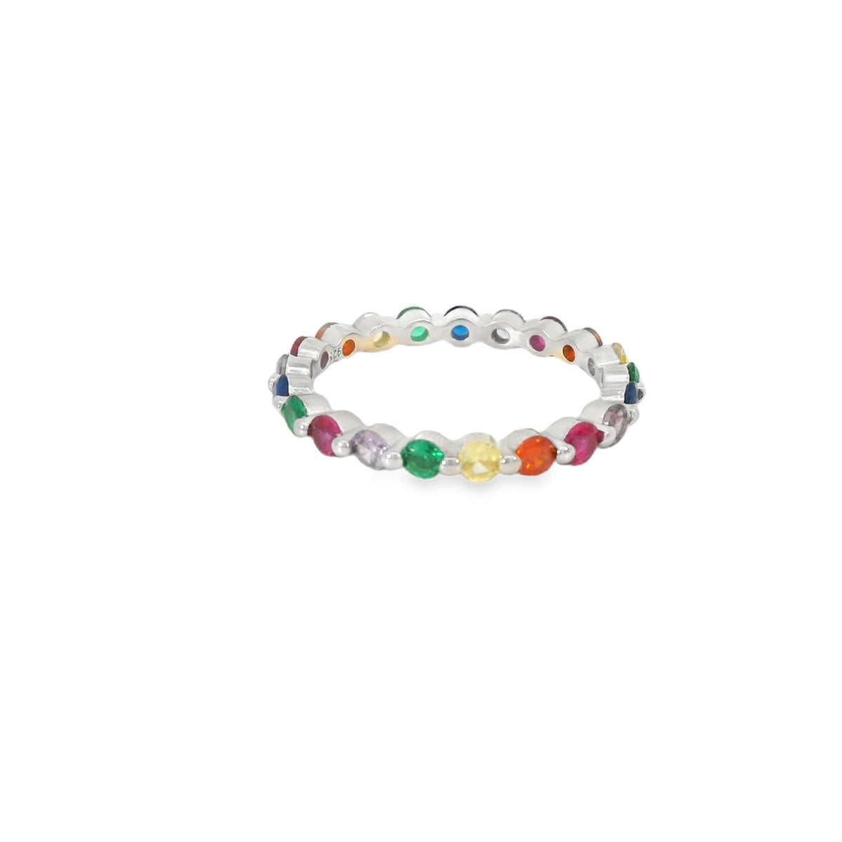 Multi-Color Cubic Zirconia Sterling Silver Ring