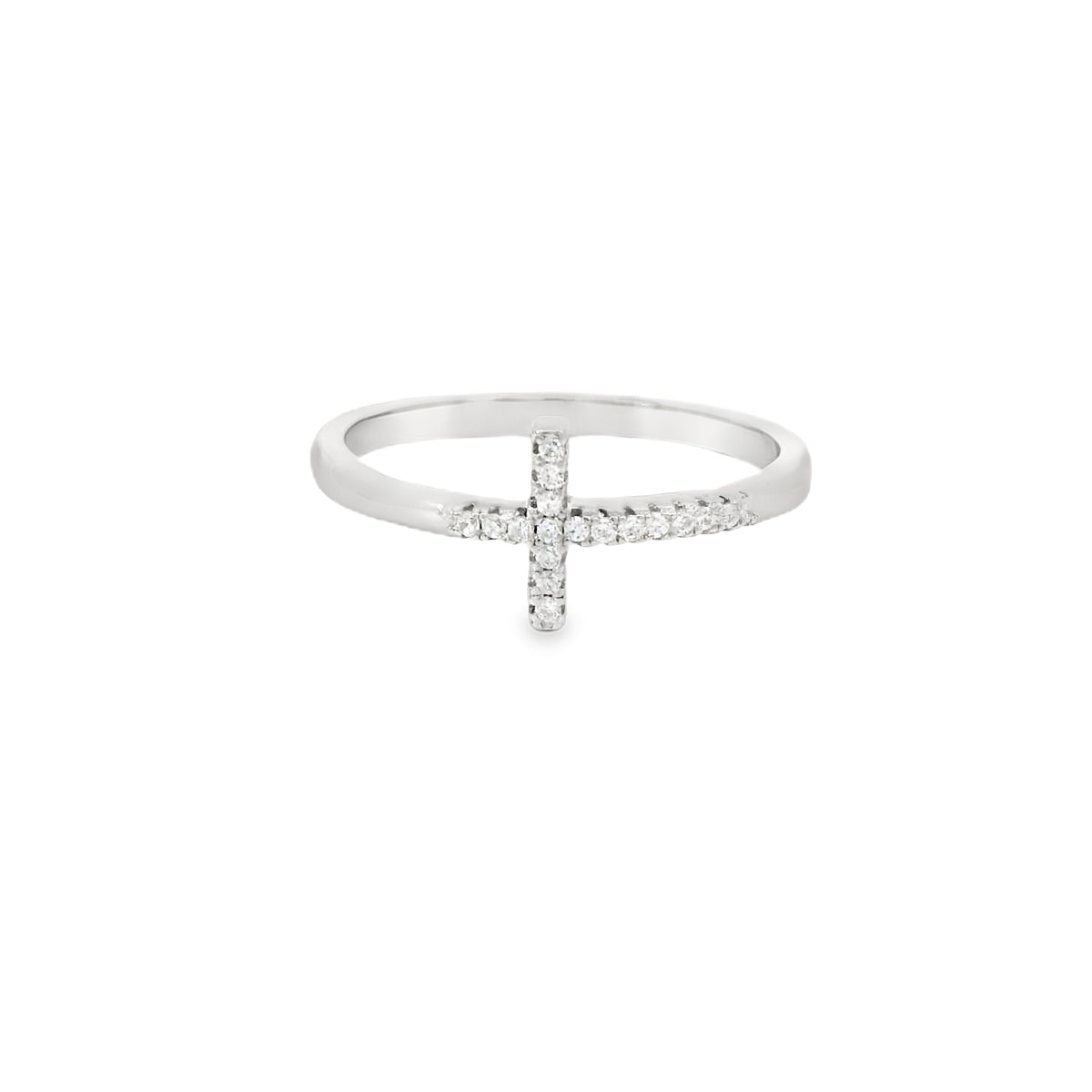 Cross Cubic Zirconia Sterling Silver Ring