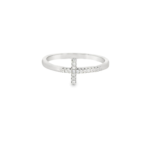 Cross Cubic Zirconia Sterling Silver Ring