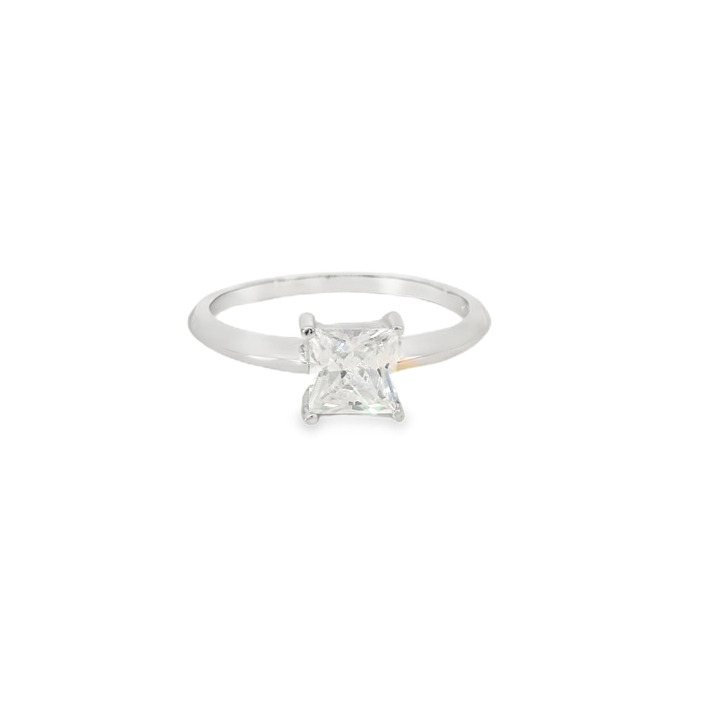 Princess Cut Cubic Zirconia Sterling Silver Ring