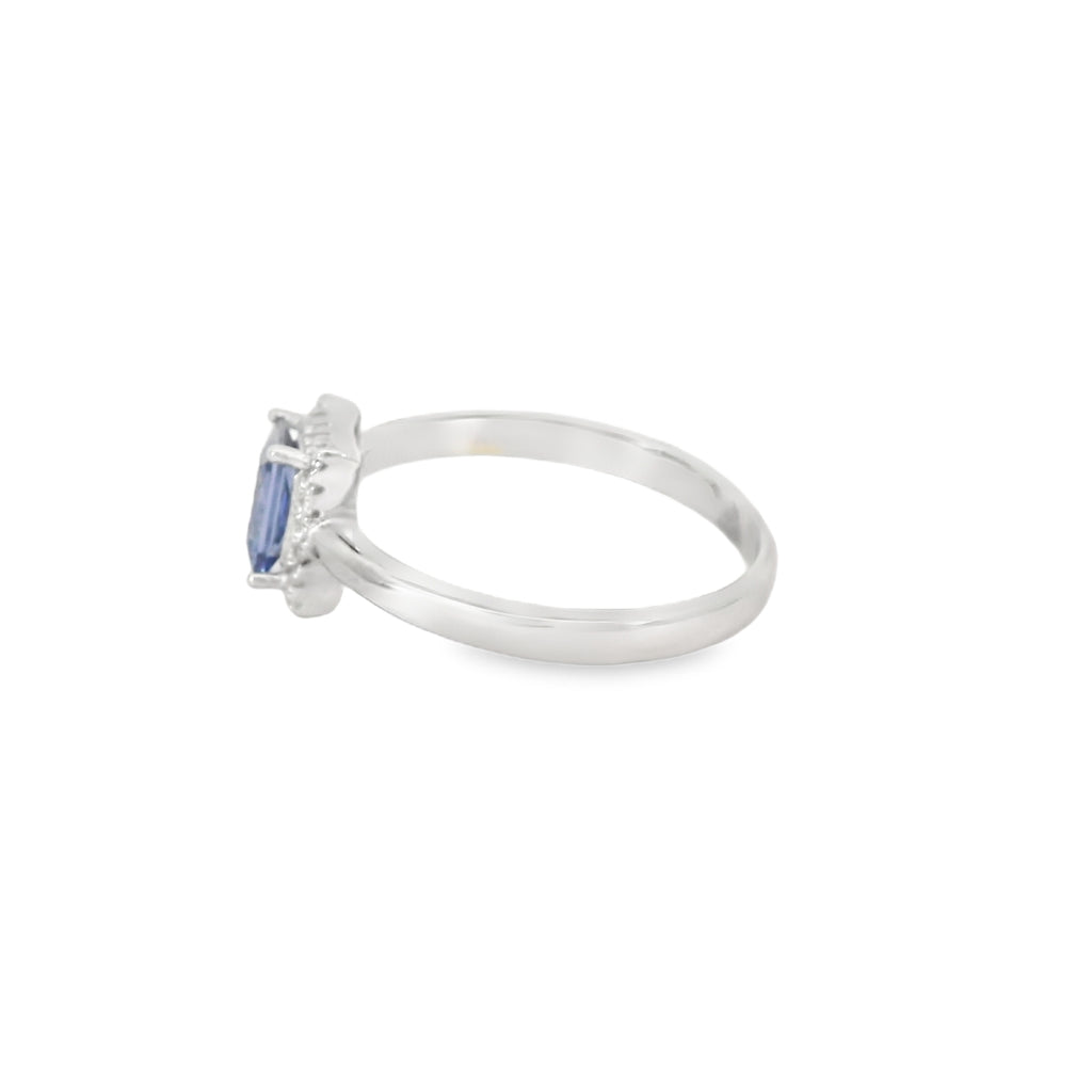 7x5 Tanzanite Cubic Zirconia Sterling Silver Ring