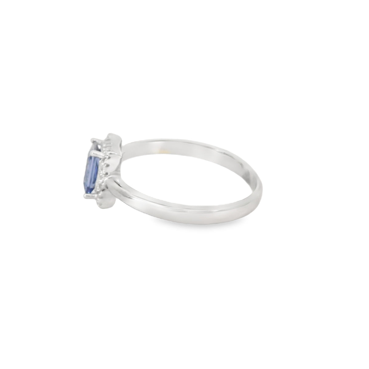 7x5 Tanzanite Cubic Zirconia Sterling Silver Ring